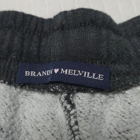 Brandy Melville Black Track Pants with Cream Drawstring - Picture 2 of 7